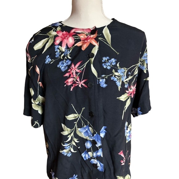 Vintage Alfred Dunner spring 2 piece 100% Rayon floral set with shoulder pads - Picture 2 of 5